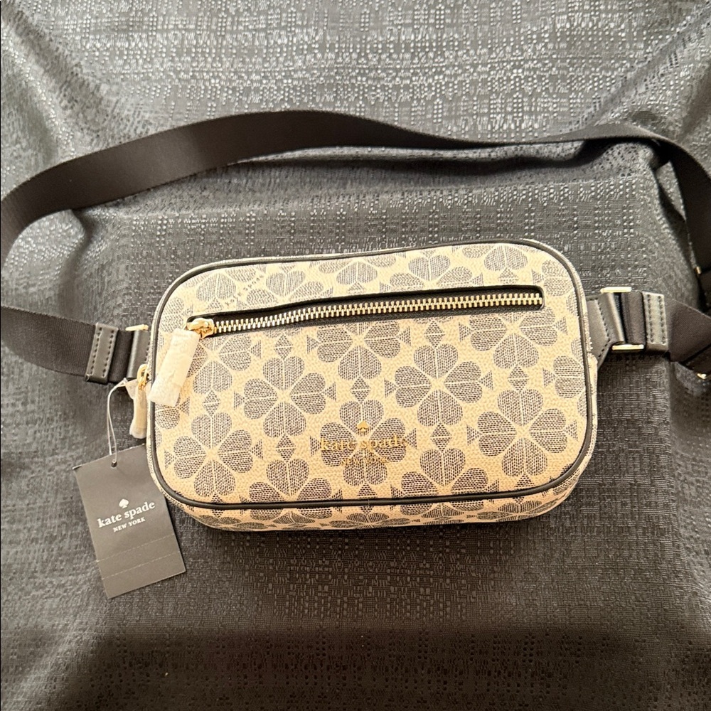 Kate Spade Black and White Floral Belt Bag